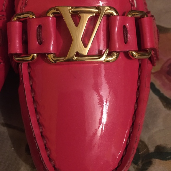 🎀 LOUIS VUITTON monogram LV Loafers Flats Pink Comfy! Walking, Car Shoes Flats - Picture 7 of 8